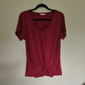 Threads 4 Thought Red Short Sleeve Tie Front Tee